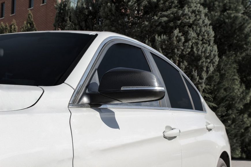 Накладки на дзеркала (2 шт, натуральний карбон) для BMW 3 серія F-30/31/34 2012-2019рр 19089 фото