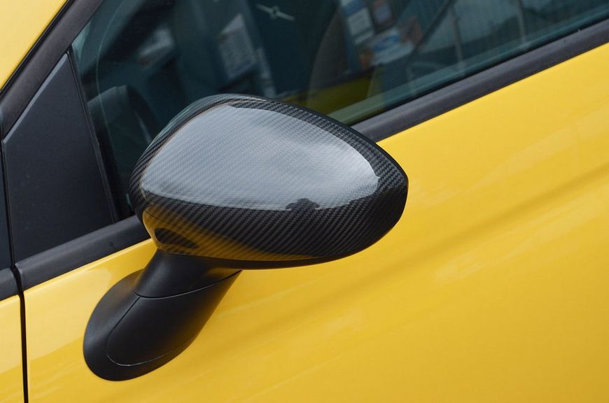 Накладки на дзеркала 2007-2015 (2 шт., натуральний карбон) для Fiat 500/500L 18970 фото
