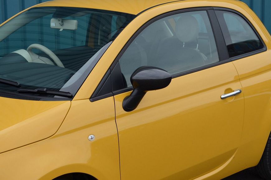 Накладки на дзеркала 2007-2015 (2 шт., натуральний карбон) для Fiat 500/500L 18970 фото