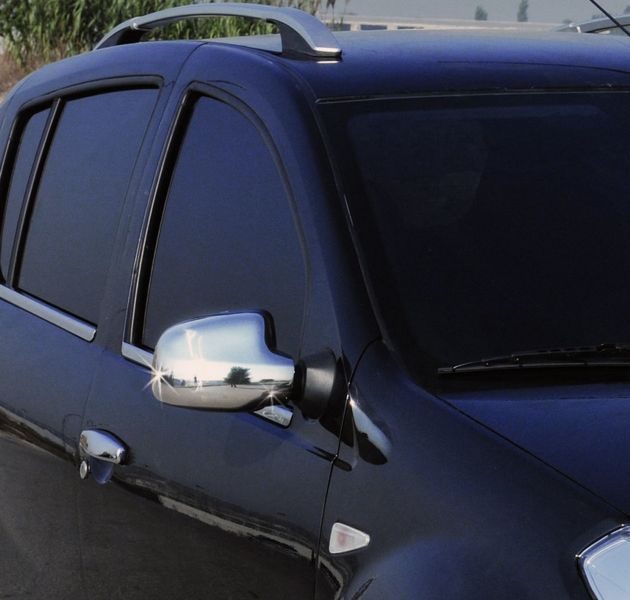 Накладки на дзеркала (2 шт) Полірована нержавіюча сталь для Dacia Logan II 2008-2013 рр 652 фото