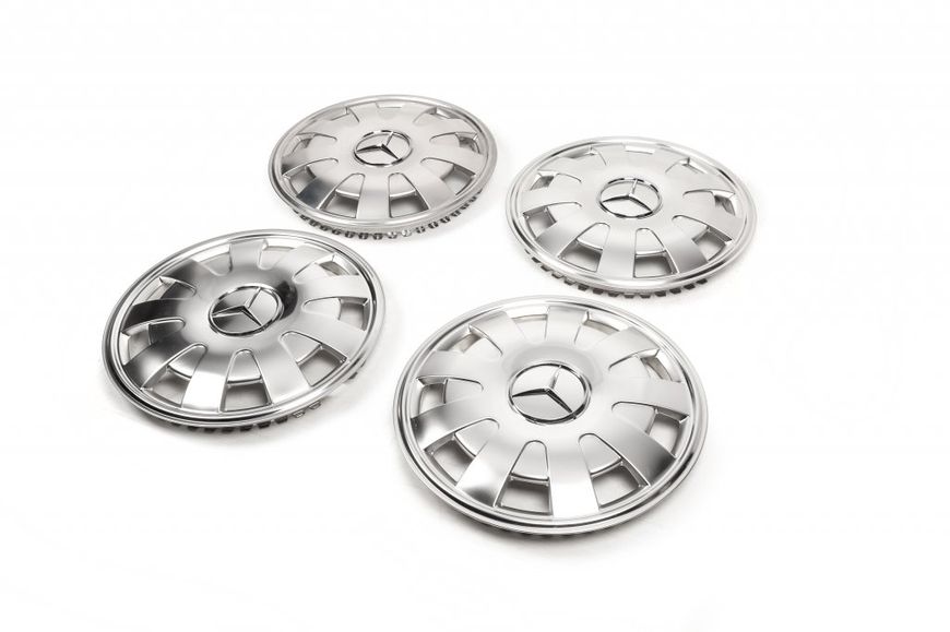 Ковпаки з нержавійки Пелюстки (1-катковий, 4 шт) для Mercedes Sprinter 2006-2018 рр 14673 фото