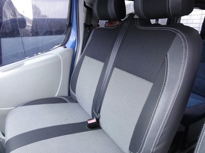 Авточохли (кожзам і тканина, Premium) Передні 1 і 1 для Opel Vivaro 2001-2015 рр 38833 фото