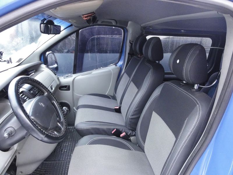 Авточохли (кожзам і тканина, Premium) Передні 2 і 1 та салон для Opel Vivaro 2001-2015 рр 38835 фото