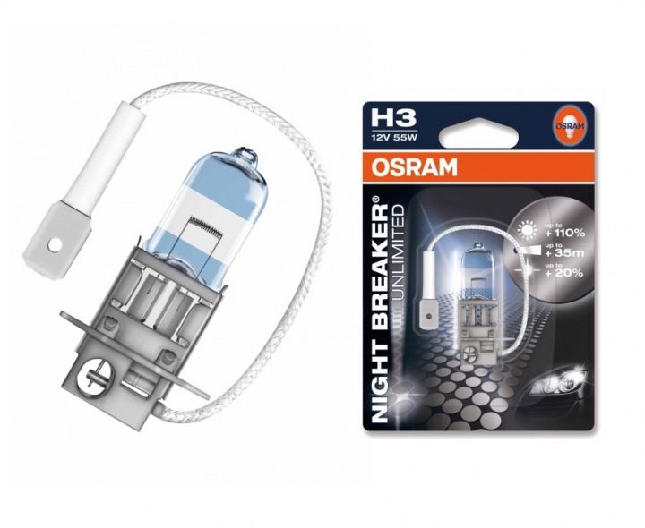 Лампа головного світла Osram H3 55W 64151nbu Night Breaker Unlimited -2023100% для Універсальні товари 85866 фото